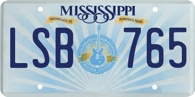 MS license plate LSB765