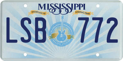 MS license plate LSB772