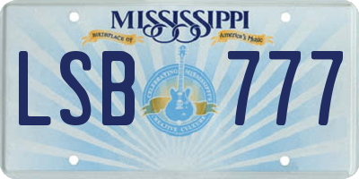 MS license plate LSB777