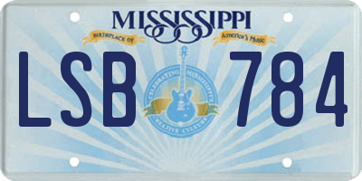 MS license plate LSB784