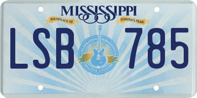MS license plate LSB785