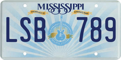 MS license plate LSB789