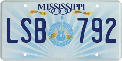 MS license plate LSB792