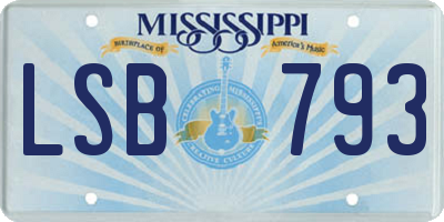 MS license plate LSB793