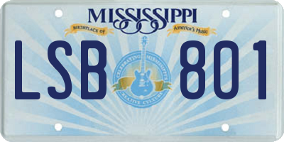 MS license plate LSB801