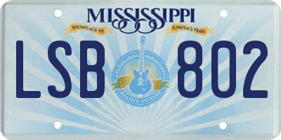 MS license plate LSB802