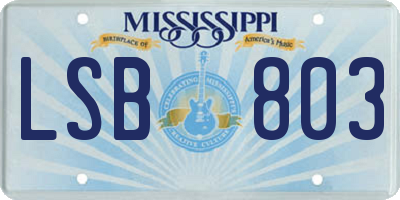 MS license plate LSB803