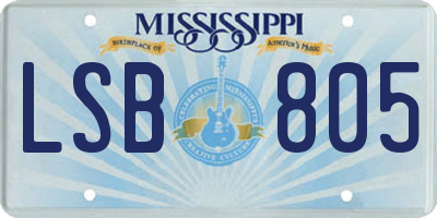 MS license plate LSB805