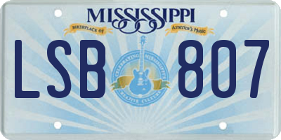 MS license plate LSB807