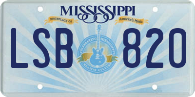 MS license plate LSB820