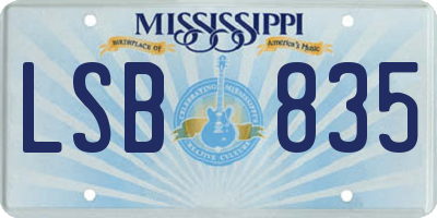 MS license plate LSB835