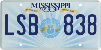 MS license plate LSB838