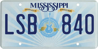 MS license plate LSB840