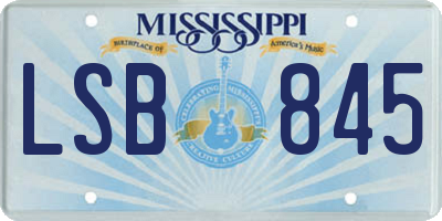 MS license plate LSB845