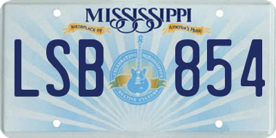 MS license plate LSB854