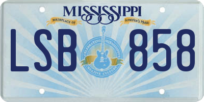 MS license plate LSB858
