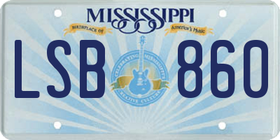 MS license plate LSB860