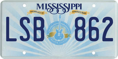 MS license plate LSB862