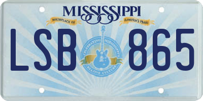 MS license plate LSB865