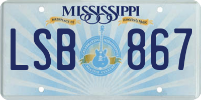 MS license plate LSB867