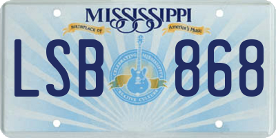 MS license plate LSB868