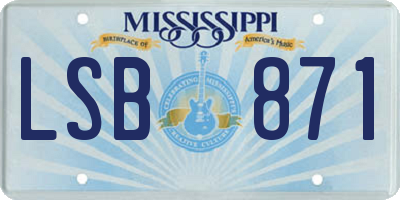 MS license plate LSB871