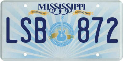 MS license plate LSB872