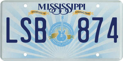MS license plate LSB874