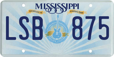 MS license plate LSB875