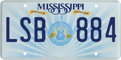 MS license plate LSB884