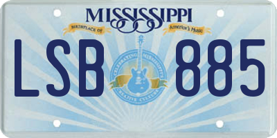 MS license plate LSB885
