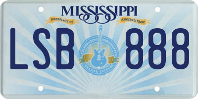 MS license plate LSB888