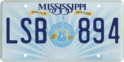 MS license plate LSB894