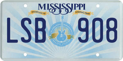 MS license plate LSB908
