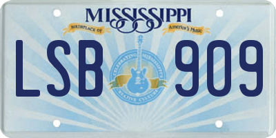 MS license plate LSB909