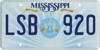 MS license plate LSB920