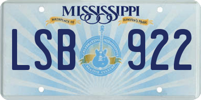 MS license plate LSB922