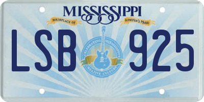 MS license plate LSB925