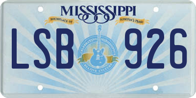 MS license plate LSB926