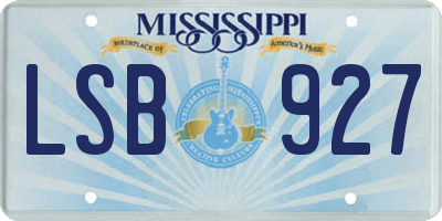 MS license plate LSB927