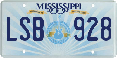 MS license plate LSB928