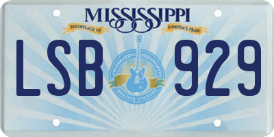 MS license plate LSB929
