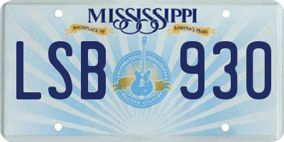MS license plate LSB930