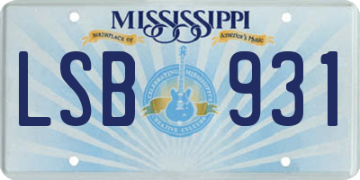 MS license plate LSB931
