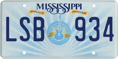 MS license plate LSB934