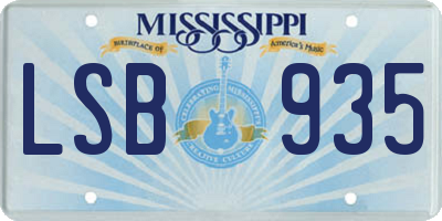 MS license plate LSB935