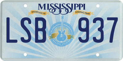 MS license plate LSB937
