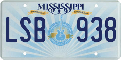 MS license plate LSB938