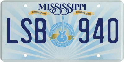 MS license plate LSB940