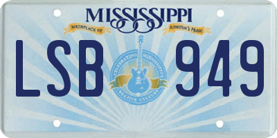 MS license plate LSB949